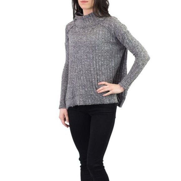 FREE PEOPLE Ribbed Mock Neck Thin Knit Sweater - Picture 5 of 11
